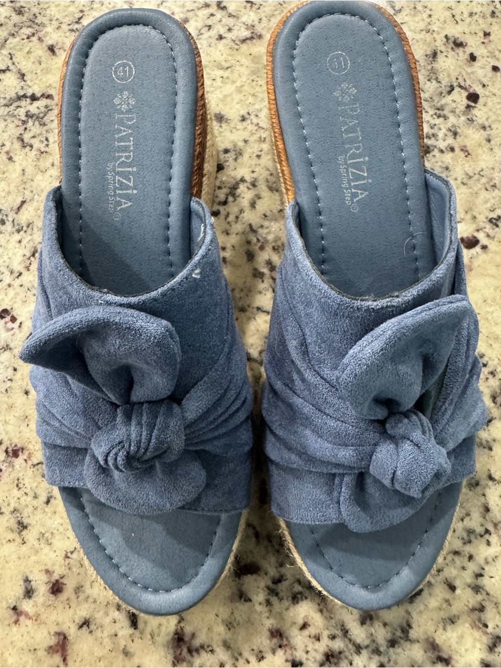 Patrizia Pepe Denim Blue Suede Knot Mules
